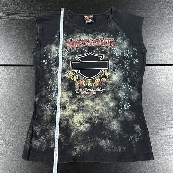 Harley-Davidson Vintage Cap Sleeve Black Top with Rhinestone Accent - XL - Picture 8 of 8